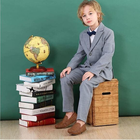 NIB Hawkwell Kids Casual Penny Loafer Moccasin Dress Driveing Shoes NAVY - Picture 4 of 7